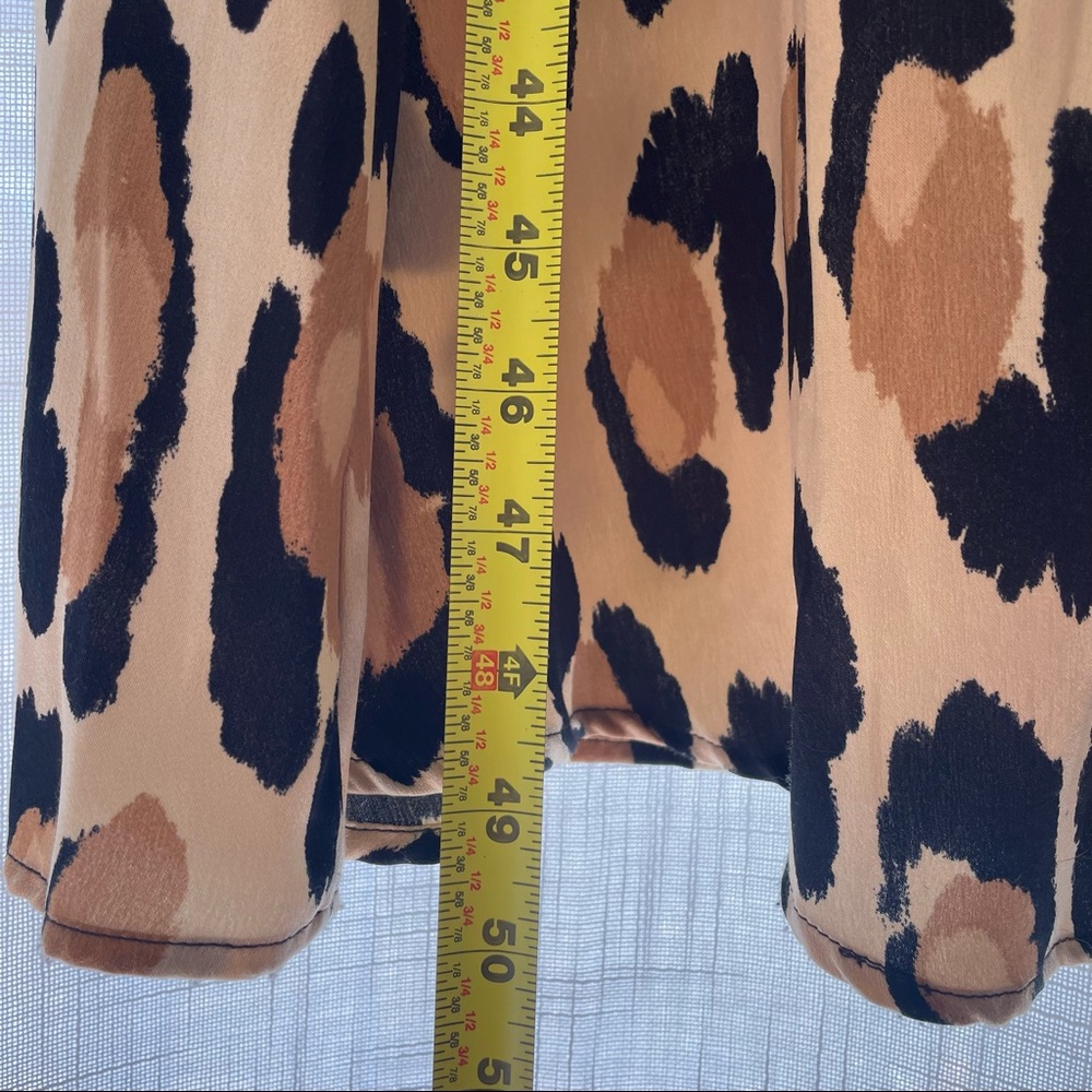 Topshop Satin Leopard Midi Dress with Balloon Sleeves - Picture 8 of 8